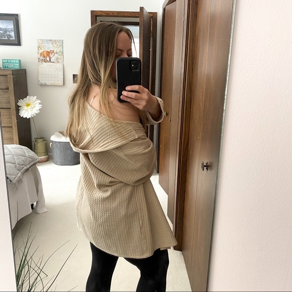 American Eagle Outfitters Sweaters - AEO soft and sexy waffle knit hooded cardigan